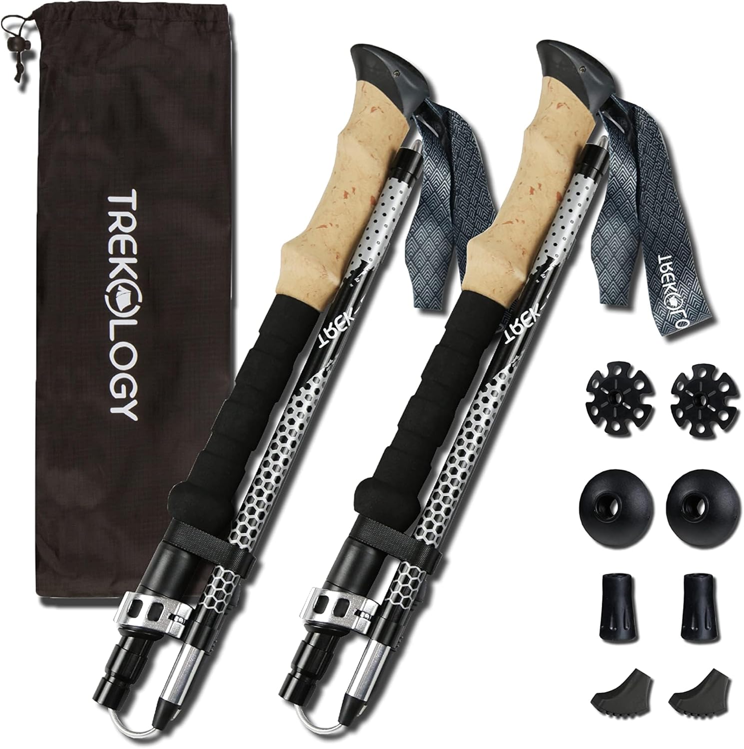 Trekology Trek-Z Collapsible Hiking & Trekking Poles - Balance Support for Seniors, Women, and Men, 2pc Per Set TREK-Z Black 100-120cm for Height: 4‘11" to 5'10"