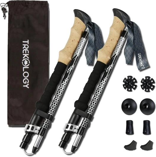 Trekology Trek-Z Collapsible Hiking & Trekking Poles - Balance Support for Seniors, Women, and Men, 2pc Per Set TREK-Z Black 100-120cm for Height: 4‘11" to 5'10"