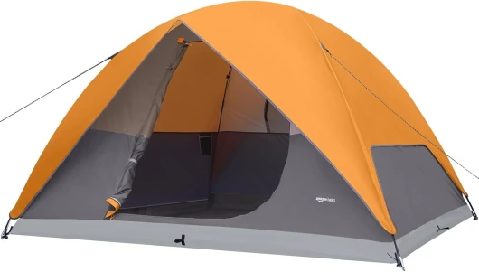 Amazon Basics Tente de camping dôme avec auvent et sac de transport, tente 3 saisons, imperméable à l'eau, facile à installer, pour 6 personnes