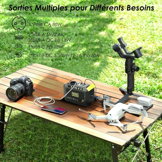 MARBERO Station Électrique Portable 24,000mAh Generateur Electrique Portable 88,8Wh Batterie Externe avec Prise 80W 220V USB C LED Batterie de Secours pour Camping Domestique Voyage Jardin Urgence Green