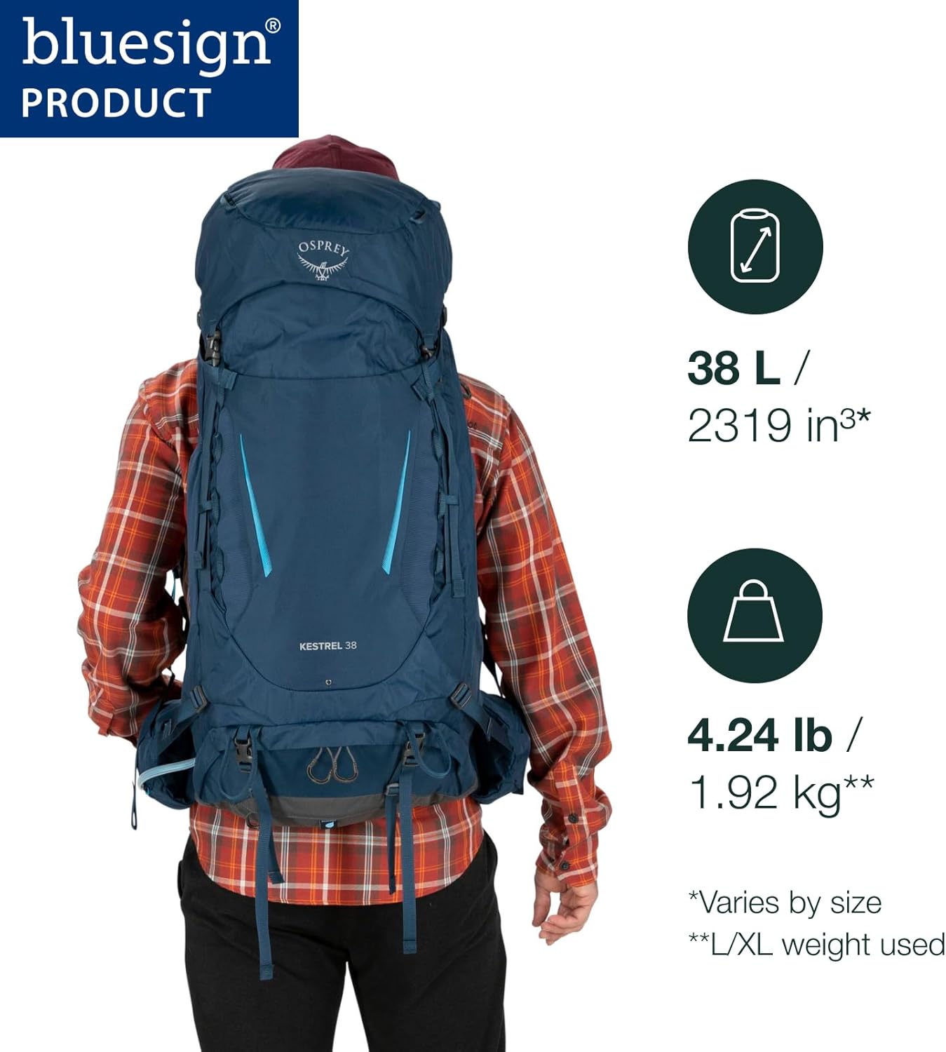 Kestrel Homme Sac À Dos Sac à dos Homme (lot de 1) L/XL - Capacité 38L Noir