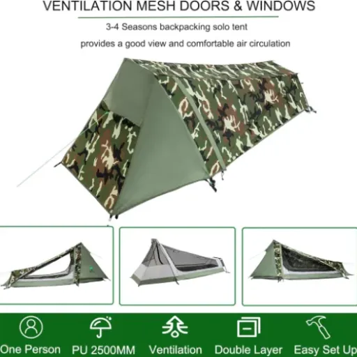 Test Geertop Tente 1 Personne Camouflage : la petite tente légère qui fait le job pour le bivouac solo