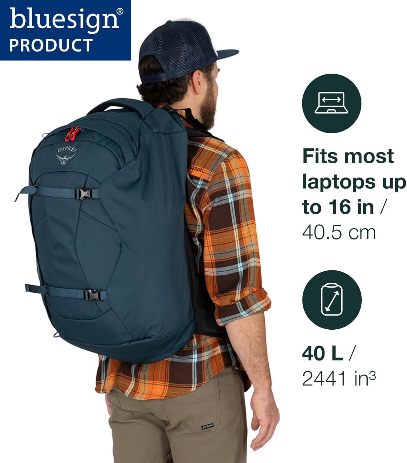 Osprey Farpoint Homme Sac de voyage O/S - Capacité 40L Muted Space Blue