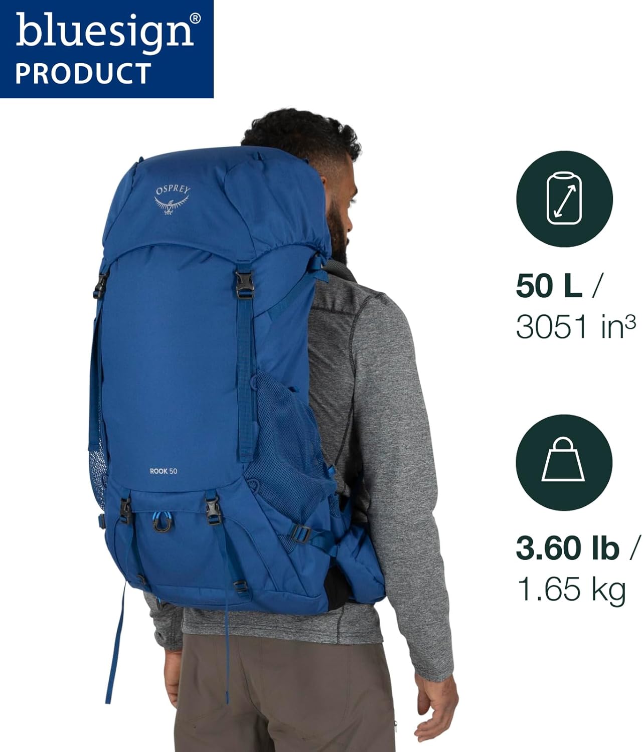 Rook Homme Sac à dos, 50L, Dark Charcoal/Silver Lining, O/S Dark Charcoal/Silver Lining O/S - Capacité 50L
