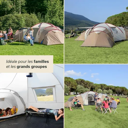 Tente dôme Korsika/Turin pour 9-12 Personnes - Grande Tente de Camping, 3 cabines, avec/sans Sleeper Technology, Hauteur 200 cm, Colonne d'eau 5000 mm - Outdoor Turin 12