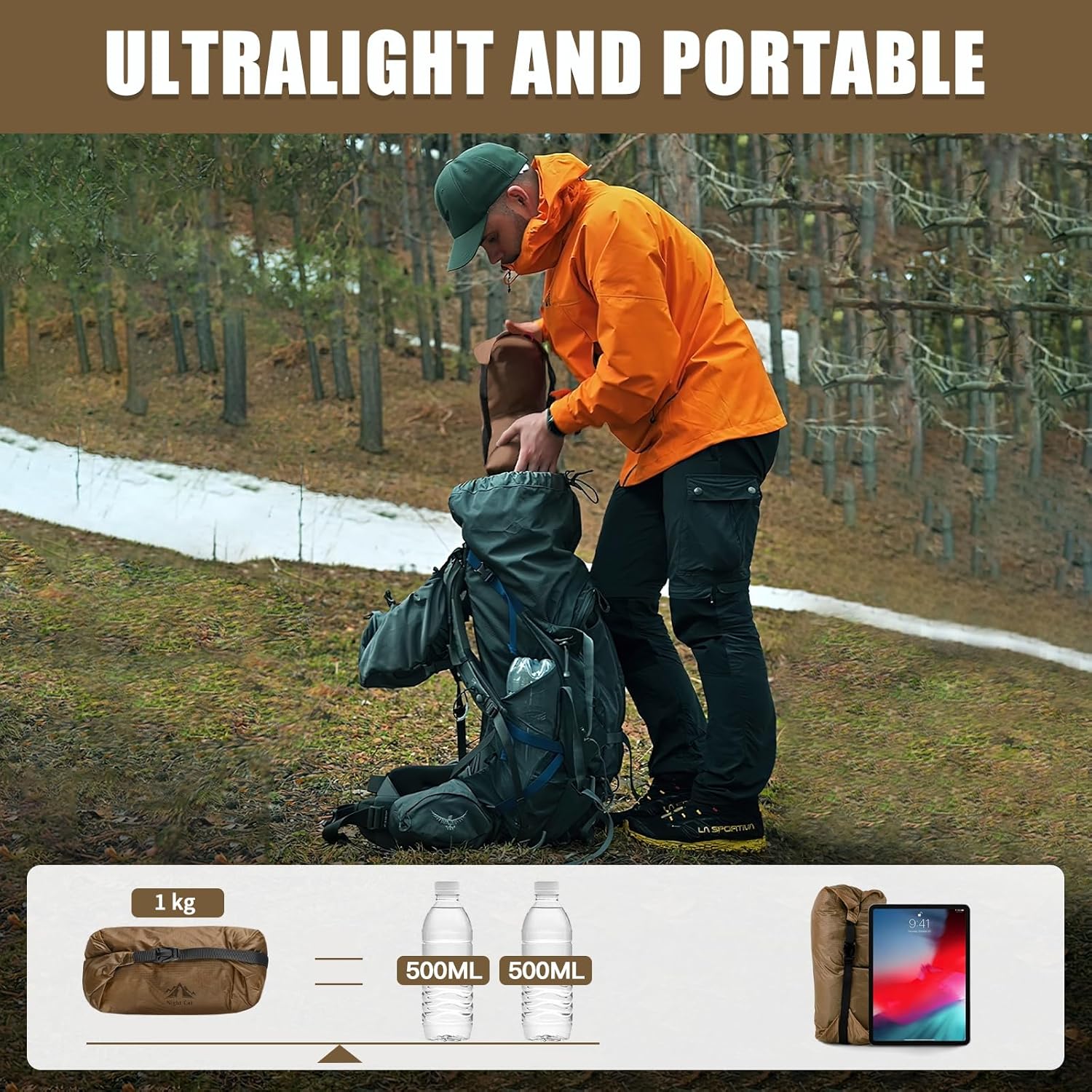 Tente Ultra Légère: 1 Personne Imperméable Legere Tente de Randonnée pour Camping Trekking Montage Facile 1 Personne Khaki