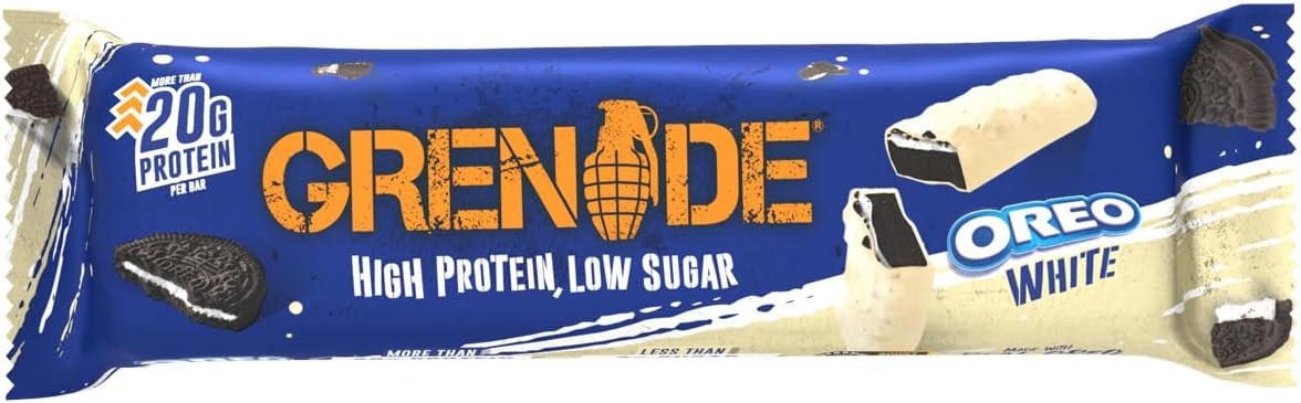 Barre Hyperprotéinée à Faible Teneur en Glucides - OREO White, 12 x 60 g Oreo White 60 g (Pack of 12)