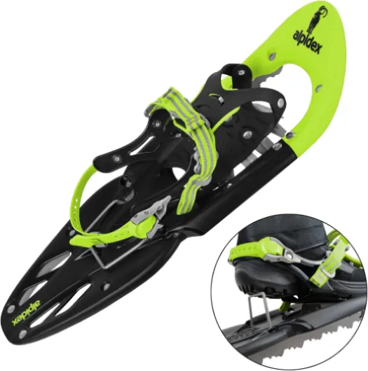 Raquette Neige Adulte 38-45 Sac Transport Bâtons Telescopiques Optionnel Lime sans bâtons
