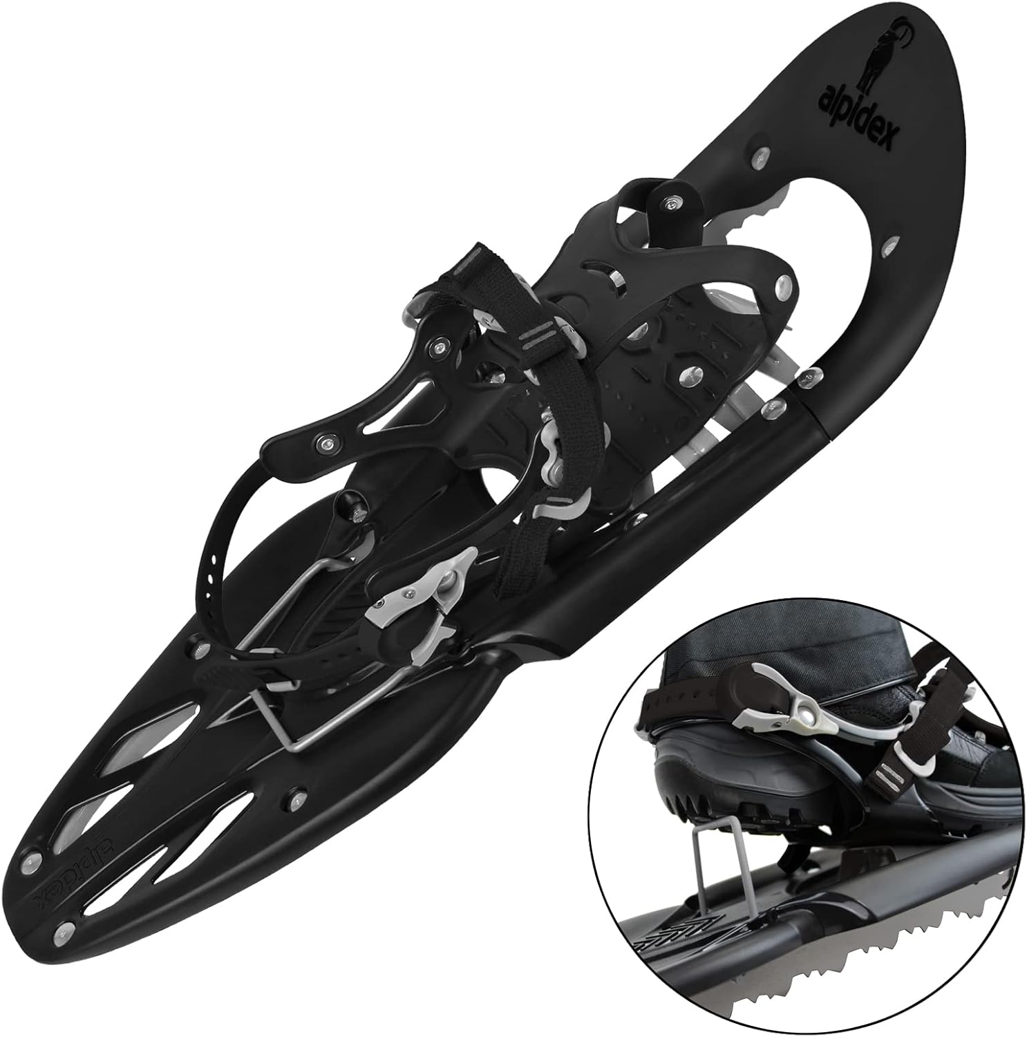 Raquette Neige Adulte 38-45 Sac Transport Bâtons Telescopiques Optionnel Black sans bâtons