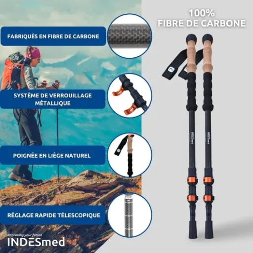 Test bâtons de randonnée INDESMED Carbone : légers, pratiques, mais pas donnés
