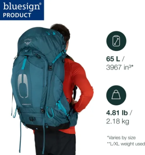 Atmos Ag 65l Men's Backpacking Backpack Sac à dos de randonnée Homme (lot de 1) Taille unique Noir