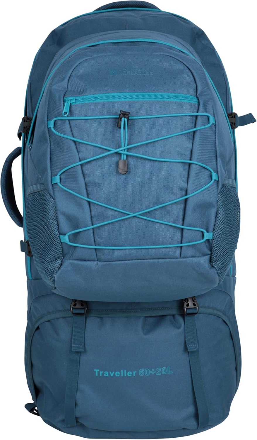 Mountain Warehouse Grand Sac à Dos Traveller 60 + 20 L - Sac de journée détachable, Poches Multiples et Housse de Pluie - pour Les Voyages, la Randonnée & Le Camping Bleu Sarcelle Foncé Taille unique