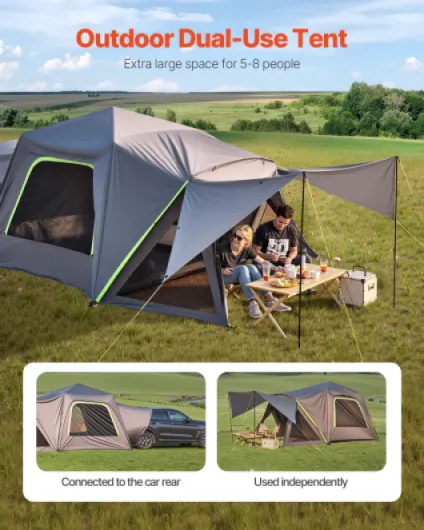 Tente de hayon SUV, 305x310 cm, Tente arrière SUV de Camping imperméable, Conception spacieuse à Double Couche pour 5-8 Personnes, avec auvent d'ombrage, fenêtres en Maille, Sac de Rangement