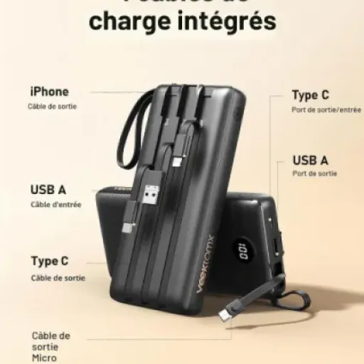 Test VEEKTOMX 20000mAh : la batterie externe tout-en-un qui mise sur les câbles intégrés