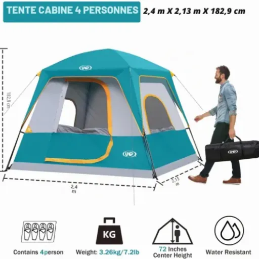 Test UNP Tente 4 Personnes : la grande cabane pas chère qui fait le job pour le camping en voiture