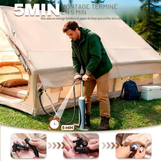 Test tente gonflable Afitdon 400 x 300 : la grande “cabane” de camping qui se monte à la pompe
