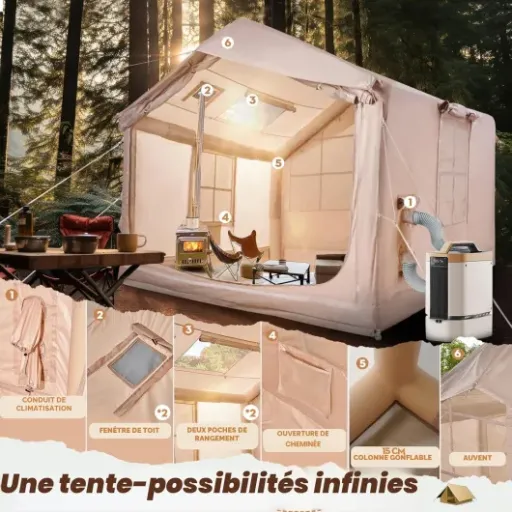 Test tente gonflable Afitdon 300 x 250 : la « cabane » qu’on gonfle en 5 minutes pour camper confort