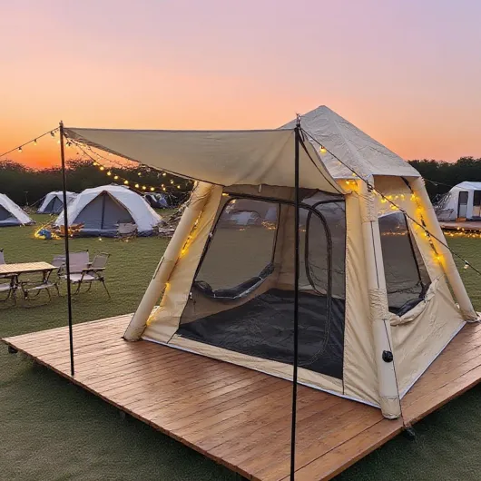 Tente de camping gonflable avec pompe pour 4 personnes, tente dôme gonflable avec sac de transport, tente de camping familiale 4 saisons, tente de camping 4 personnes, tente étanche pour camping et