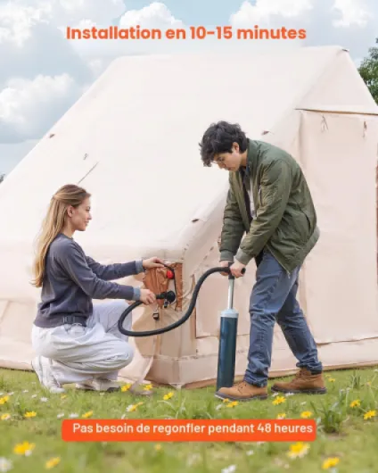Tente de Camping Gonflable Tente de Glamping 3 à 12 Personnes Oxford 300D Facile à Installer 4 x 3 x 2 m
