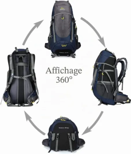 70L Sac à Dos Trekking Camping Voyage Randonnée Grand pour Homme Femme XL Bleu Foncé