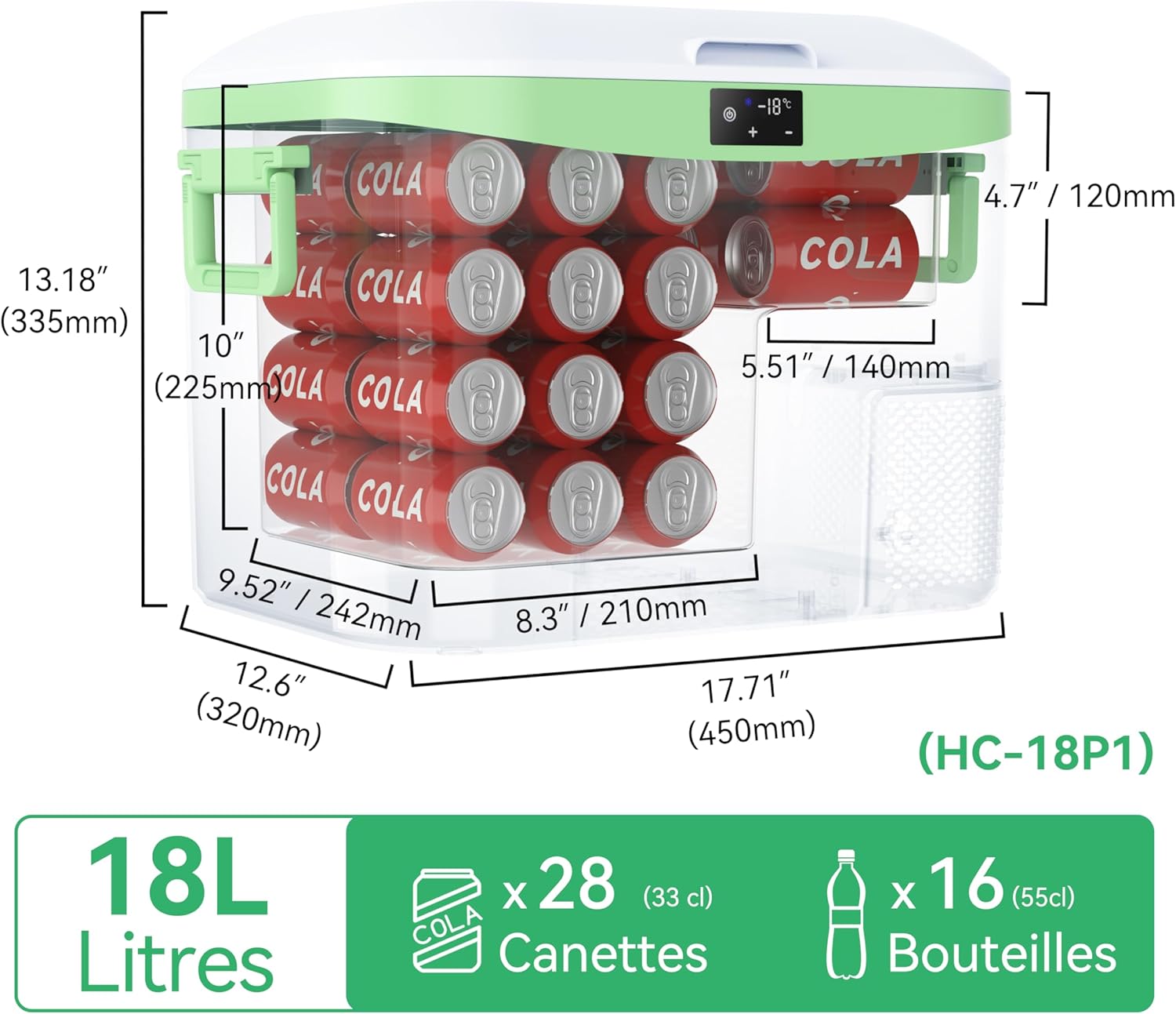 BINGI Glacière Electrique Voiture 18L à Compression avec Refroidissement Rapide - Réfrigérateur Portable Jusqu‘à -18°C, 12V/24V/220V, Pour Camping-Car, Van, Camion, Bateau, Voiture, Maison, Camping 18L Blanc