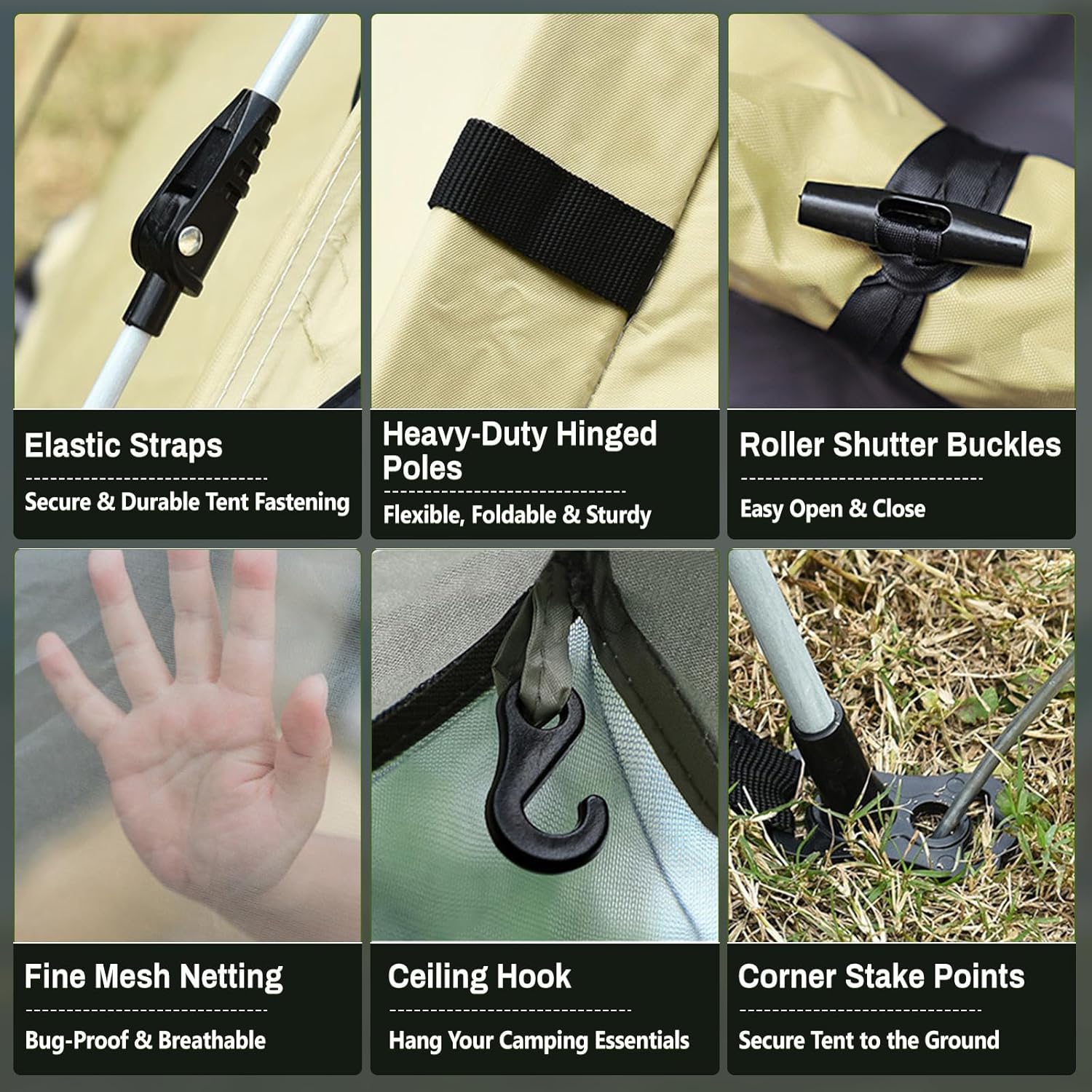 Tente de camping à déploiement instantané SWTHM, tente automatique à ouverture instantanée pour 3-4 personnes, tente dôme double couche imperméable à la protection UV, installation en 10 secondes avec